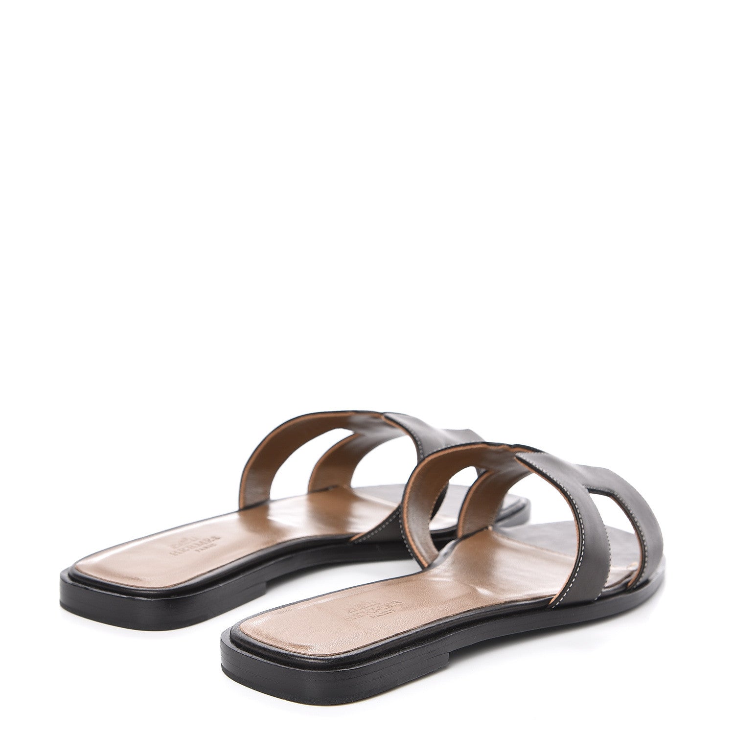 Hermes Box Calfskin Oran Sandals 39 Black 4 of 10