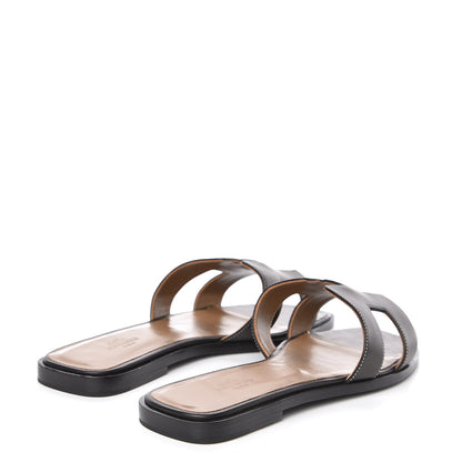 Hermes Box Calfskin Oran Sandals 39 Black 4 of 10