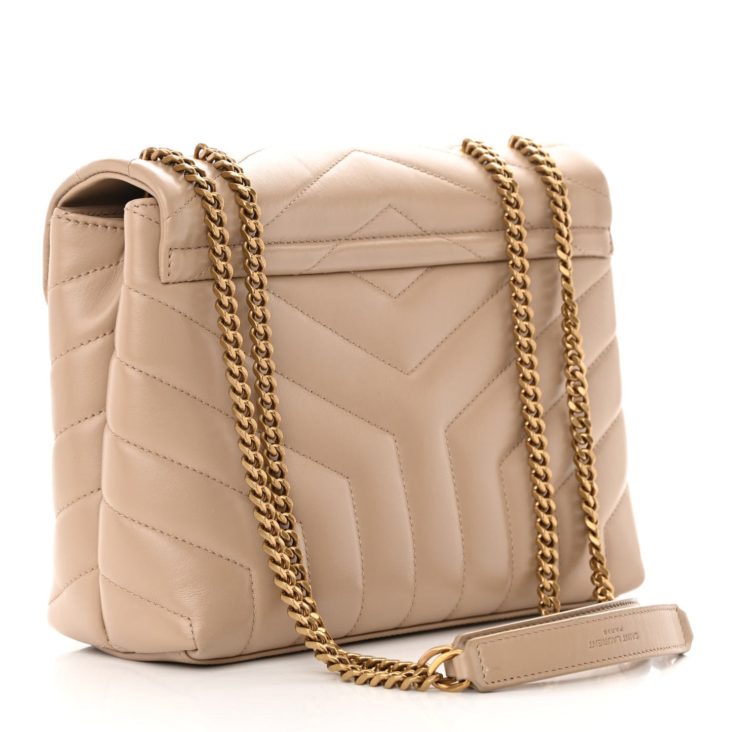 Calfskin Y Quilted Monogram Small Loulou Chain Satchel Dark Beige