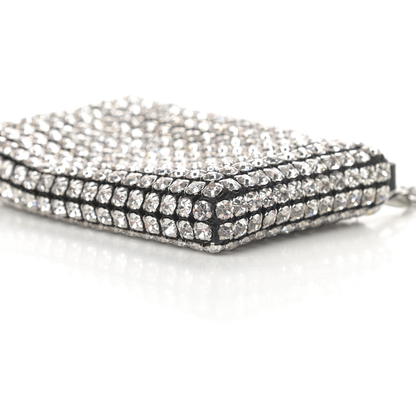 Mesh Crystal Rhinestone Nano Heiress Shoulder Bag Black Silver