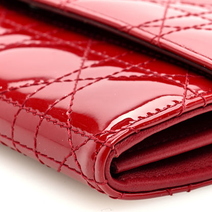 Christian Dior Patent Cannage Lady Dior Rendezvous Wallet On Chain Rouge Ceris 9 of 10