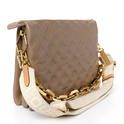 Louis Vuitton Lambskin Embossed Monogram Coussin MM Taupe 3 of 11