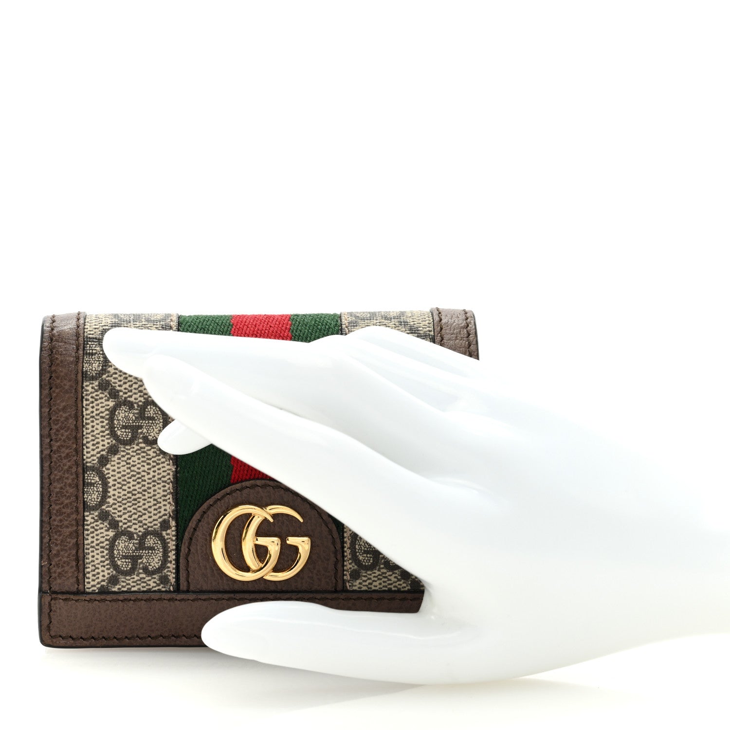 Gucci GG Supreme Monogram Web Ophidia Card Case Beige New Acero 2 of 6