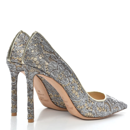 Jimmy Choo Metallic Lace Romy Pumps 36 Silver Gold 4 of 8