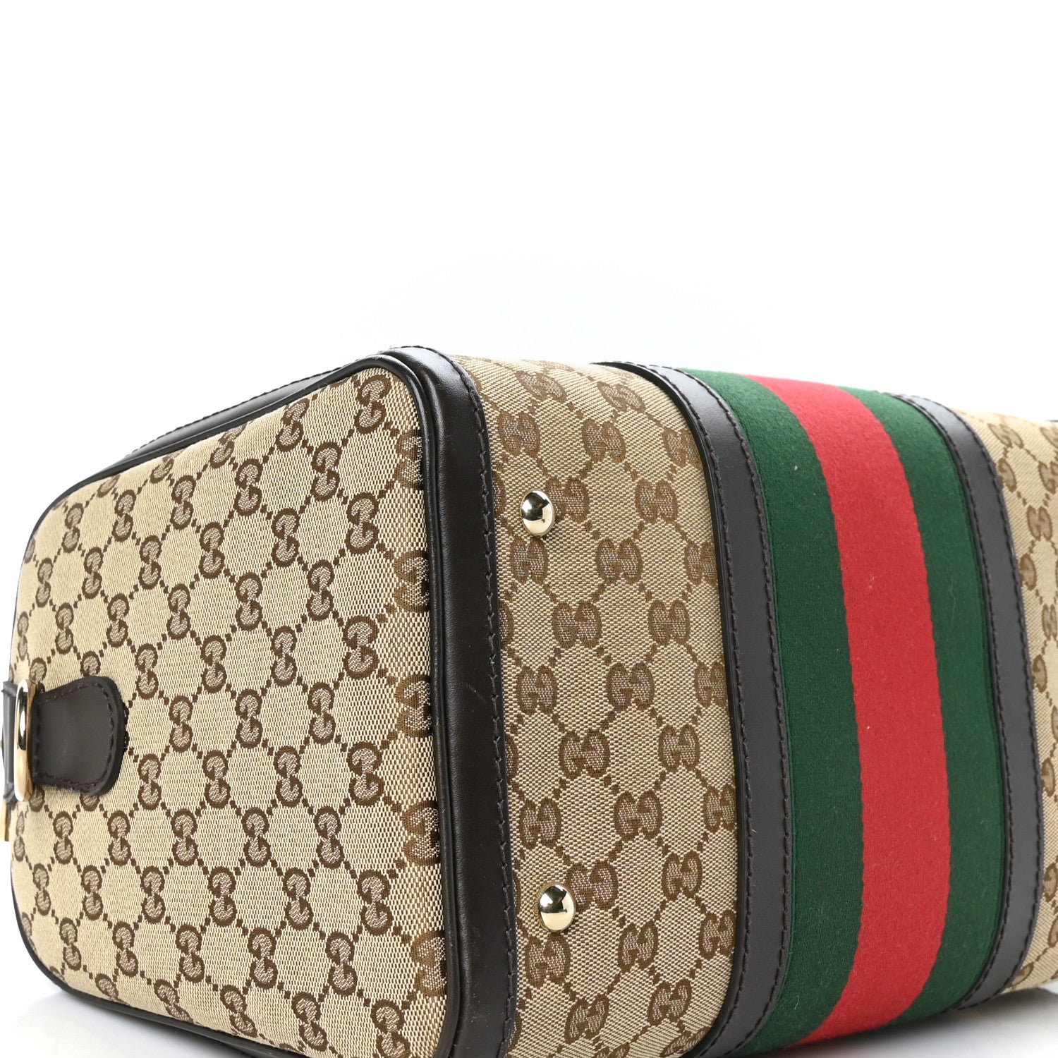 Gucci Monogram Vintage Web Medium Boston Dark Brown 4 of 9