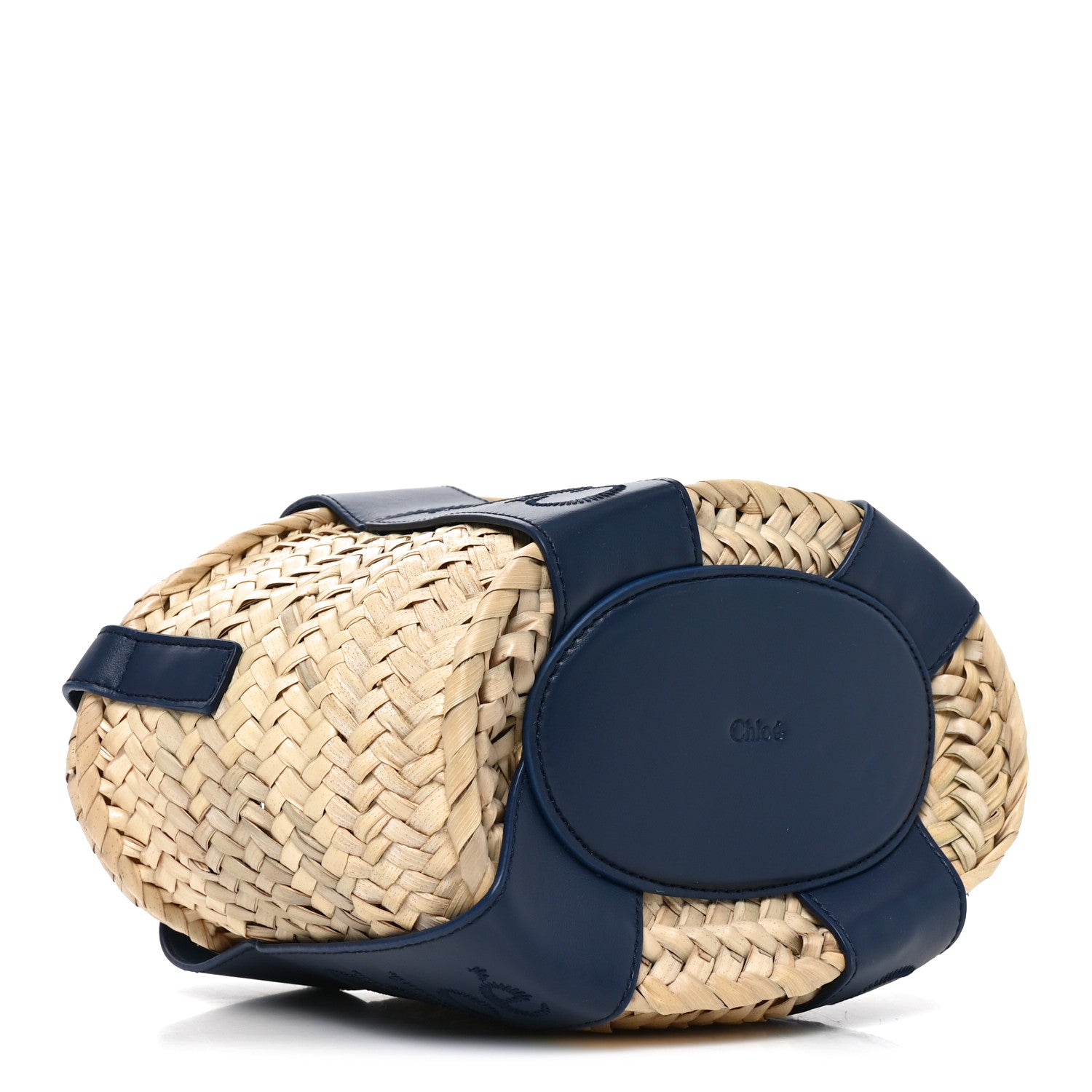 Chloe Raffia Smooth Calfskin Small Sense Basket Night Blue 4 of 9