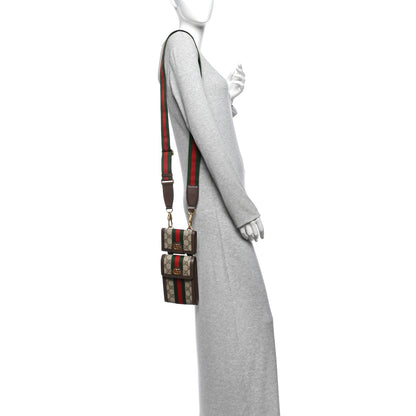 Gucci GG Supreme Monogram Web Mini Ophidia Crossbody Bag Detachable Wallet Beige Ebony 2 of 11