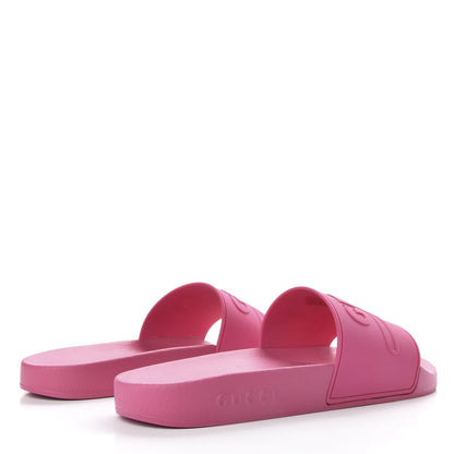 Gucci Rubber Logo Stamped Mens Slide Sandals 10 Fuchsia 4 of 8