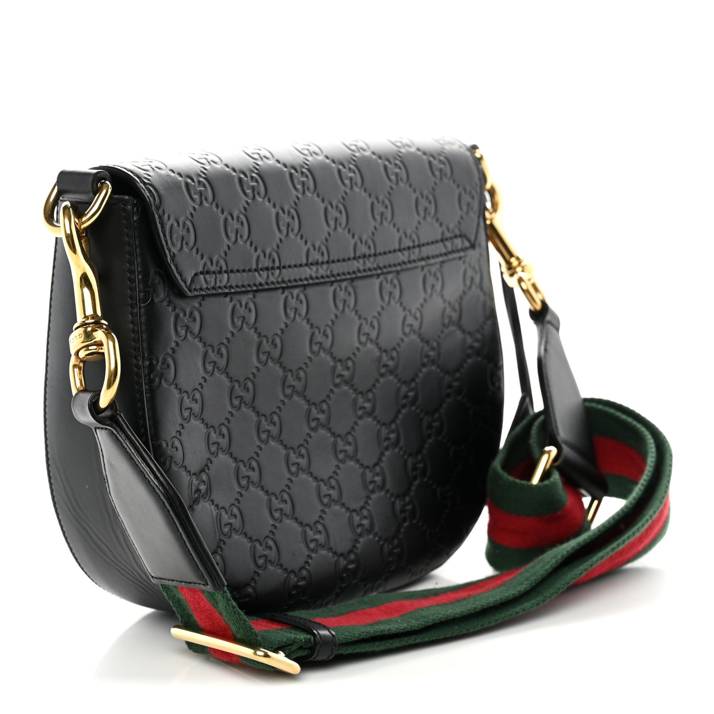 Guccissima Web Medium Padlock Messenger Shoulder Bag Black