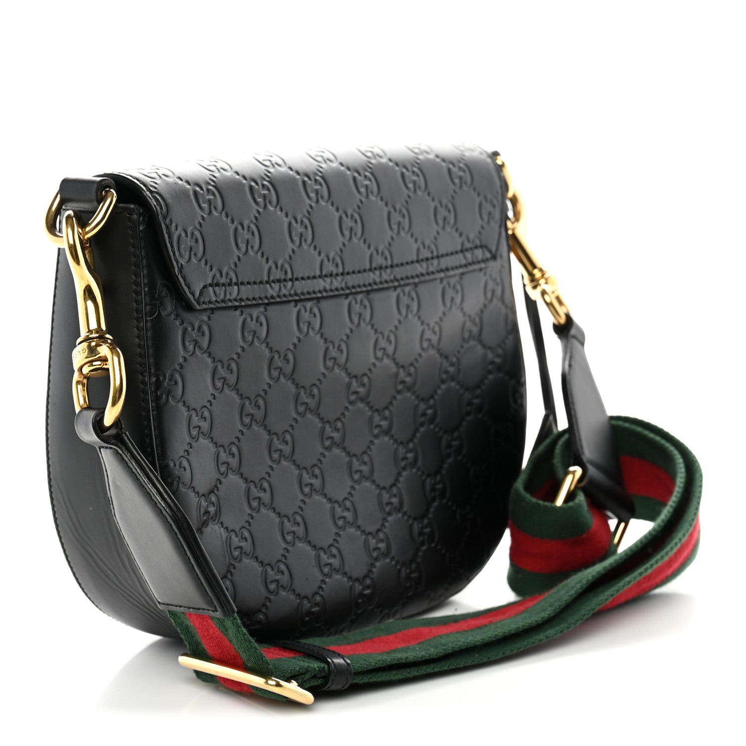 Gucci Guccissima Web Medium Padlock Messenger Shoulder Bag Black 3 of 12