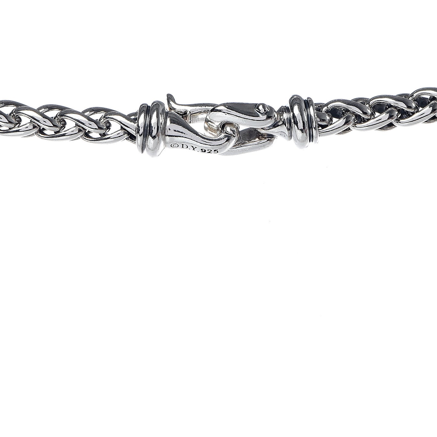 Sterling Silver Pave Diamond 8mm Wheat Chain Necklace