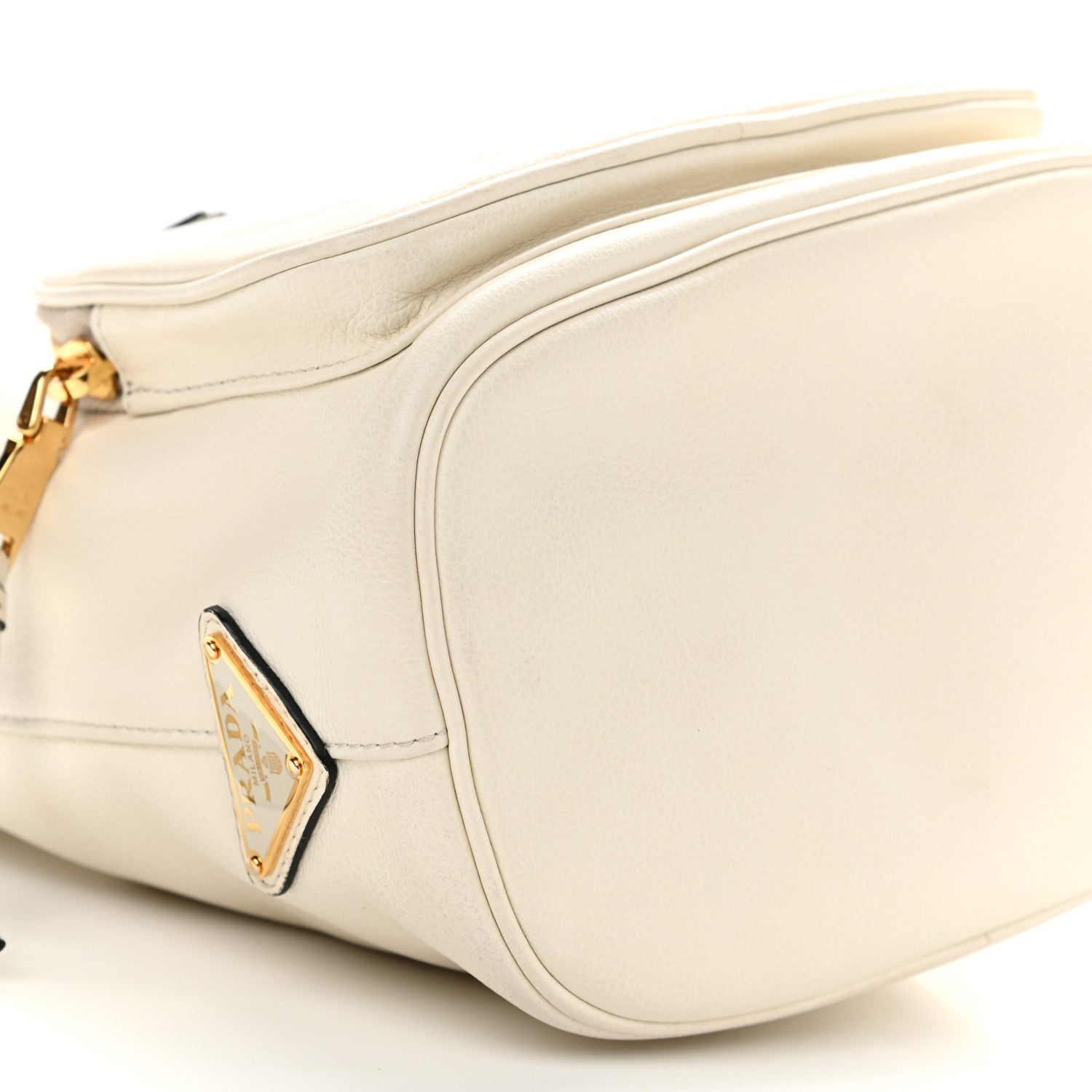 Prada Glace Calfskin Logo Mini Bucket Crossbody Bag White 9 of 10