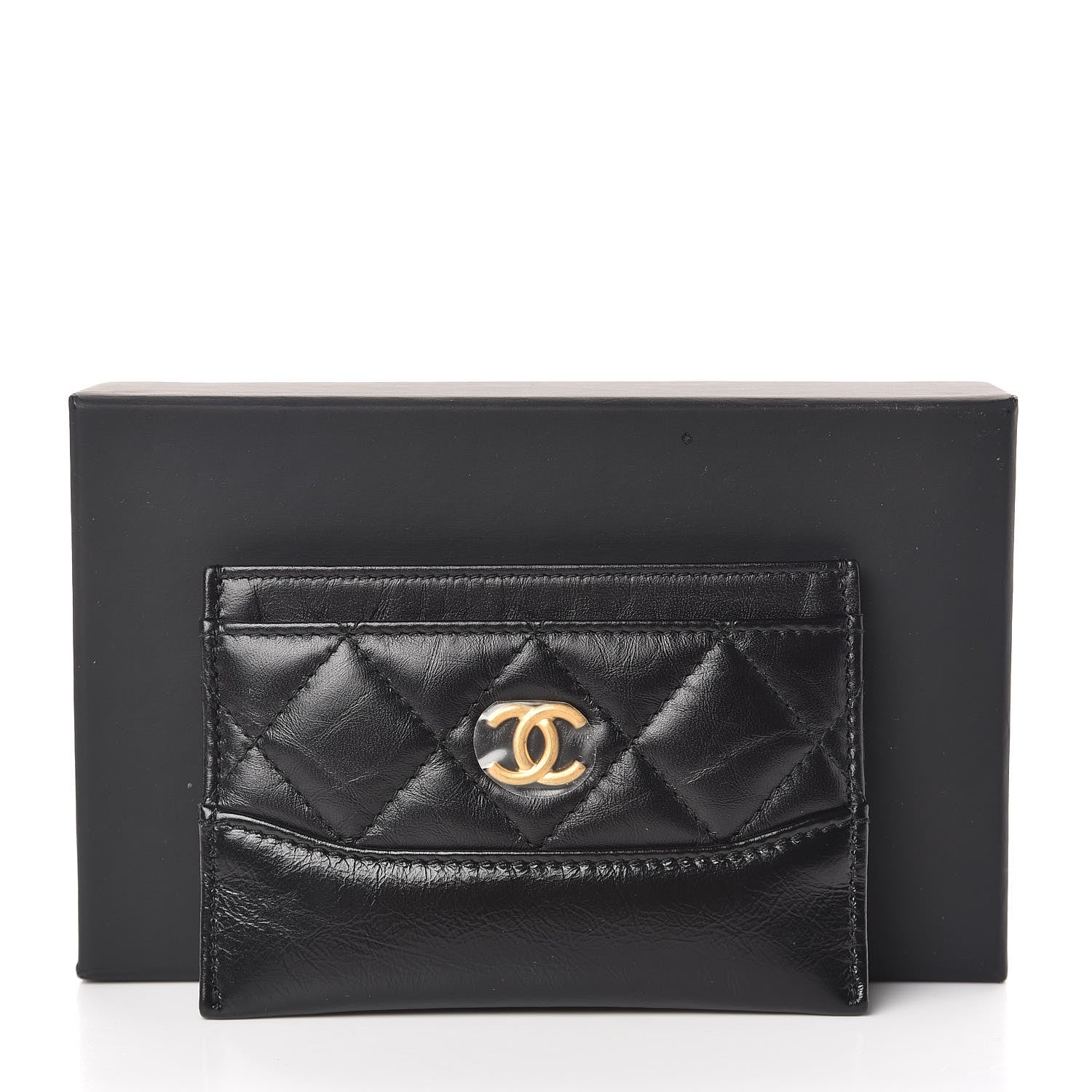 Chanel Aged Calfskin Quilted Gabrielle Card Holder Black 9 of 9