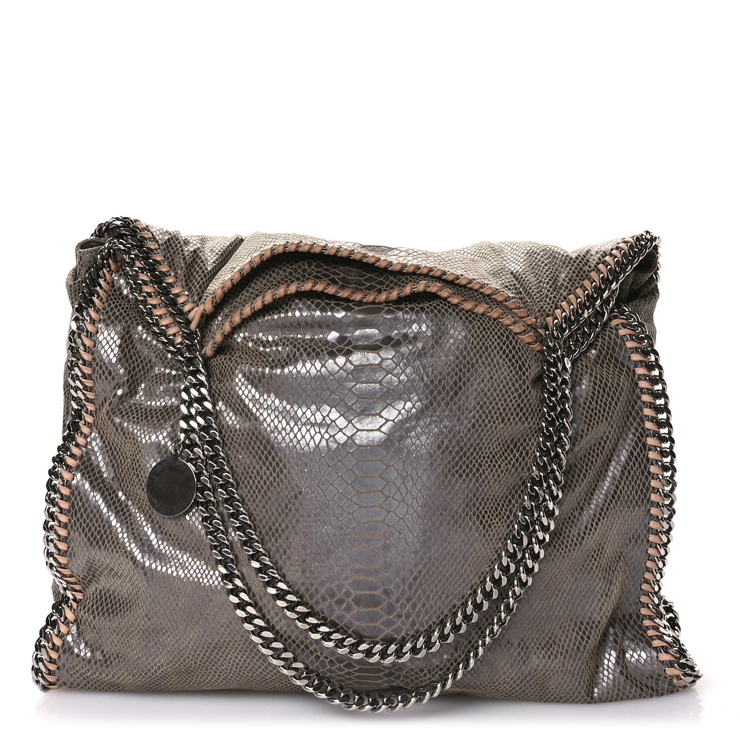 Metallic Eco Python Large Falabella Tote Dark Grey