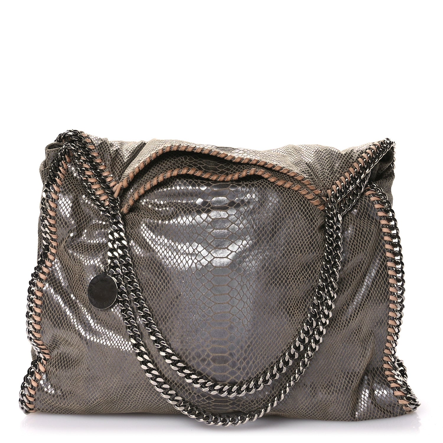 Stella McCartney Metallic Eco Python Large Falabella Tote Dark Grey 1 of 12