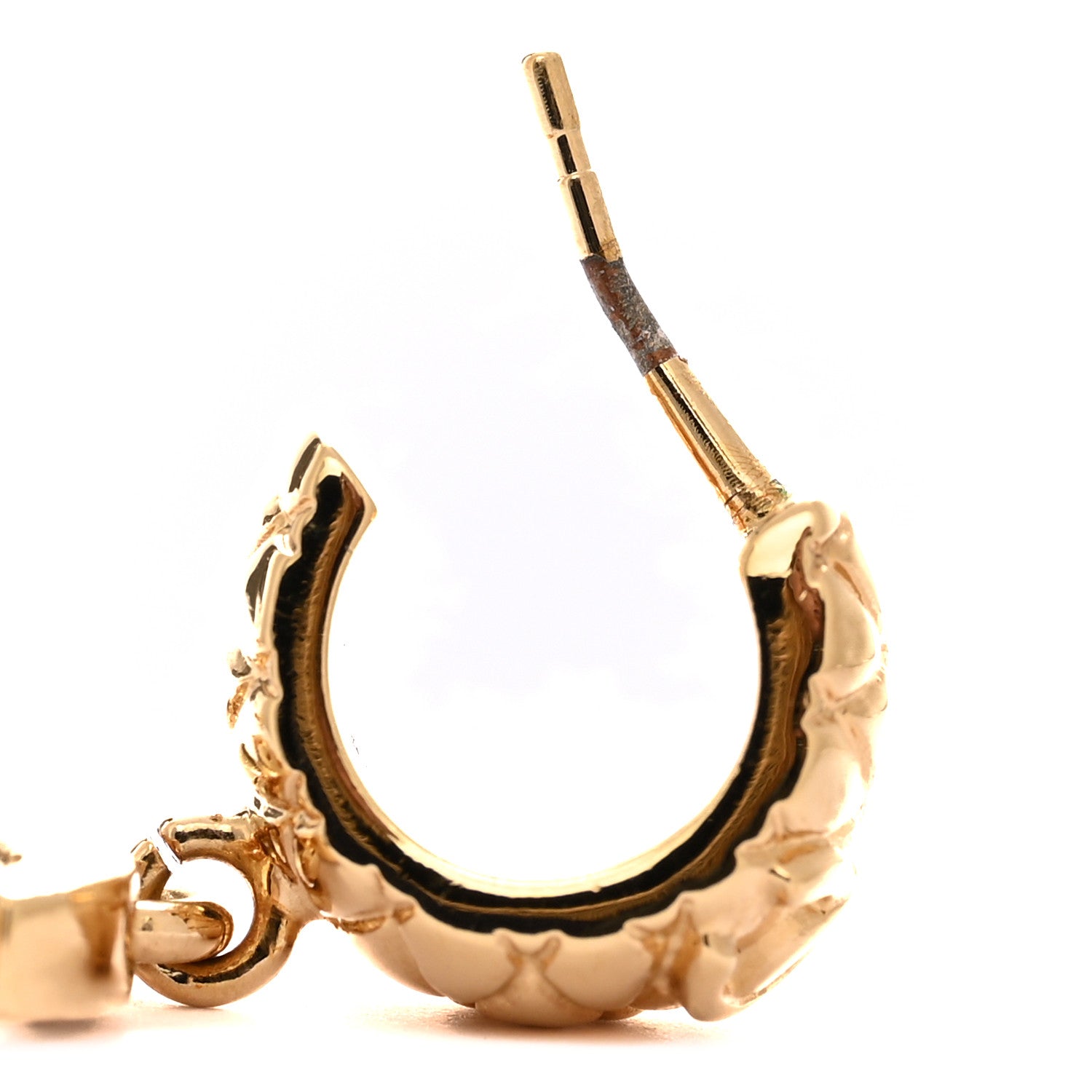 Chanel Metal Crystal CC Logo Hoop Drop Earrings Gold 5 of 6