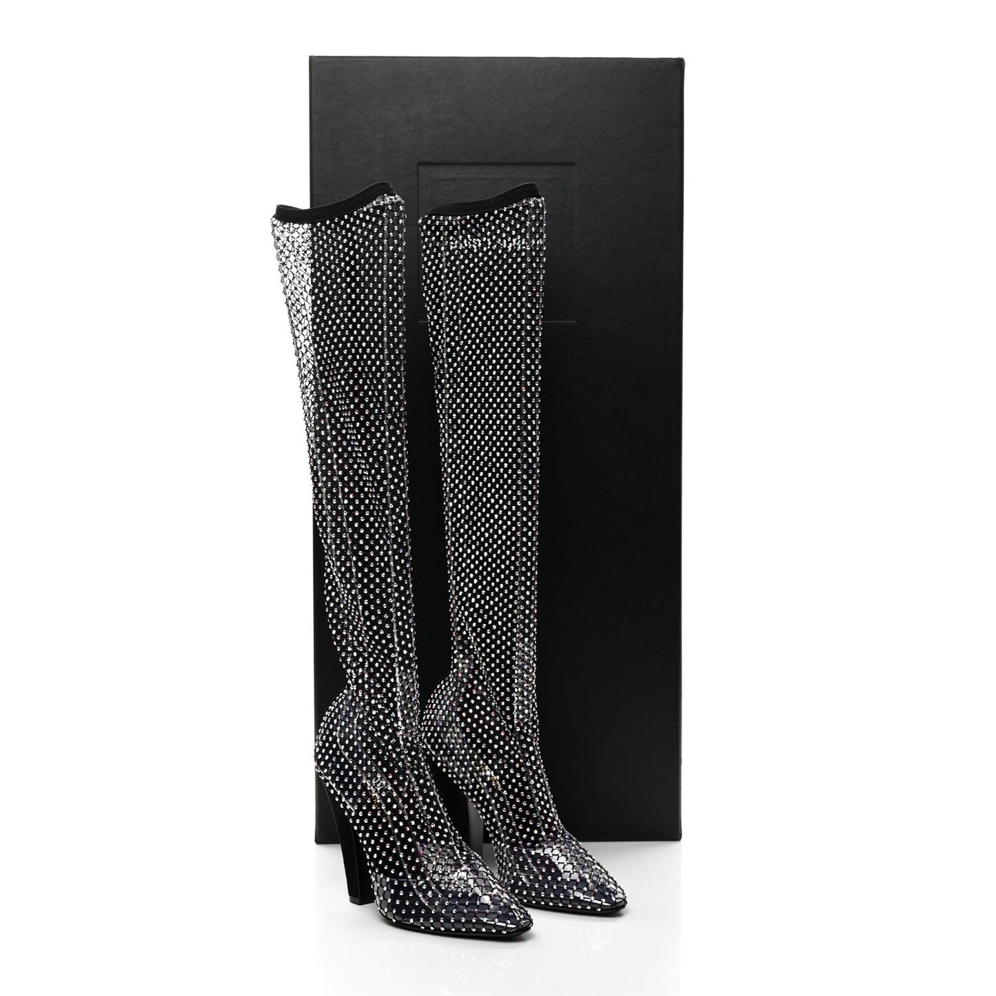 Mesh Crystal Koller 100 Knee High Boots 37.5 Black