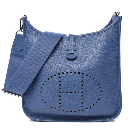 Hermes Taurillon Clemence Evelyne III PM Bleu Agate 1 of 11