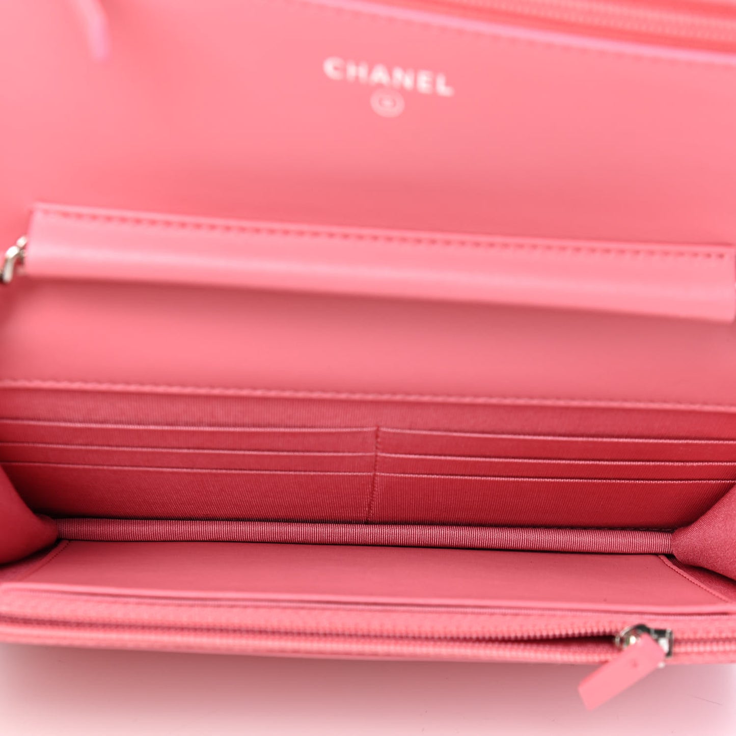 Calfskin Chevron Quilted Boy Wallet On Chain WOC Pink