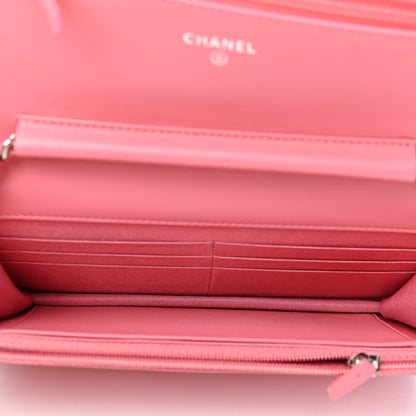 Chanel Calfskin Chevron Quilted Boy Wallet On Chain WOC Pink 5 of 10