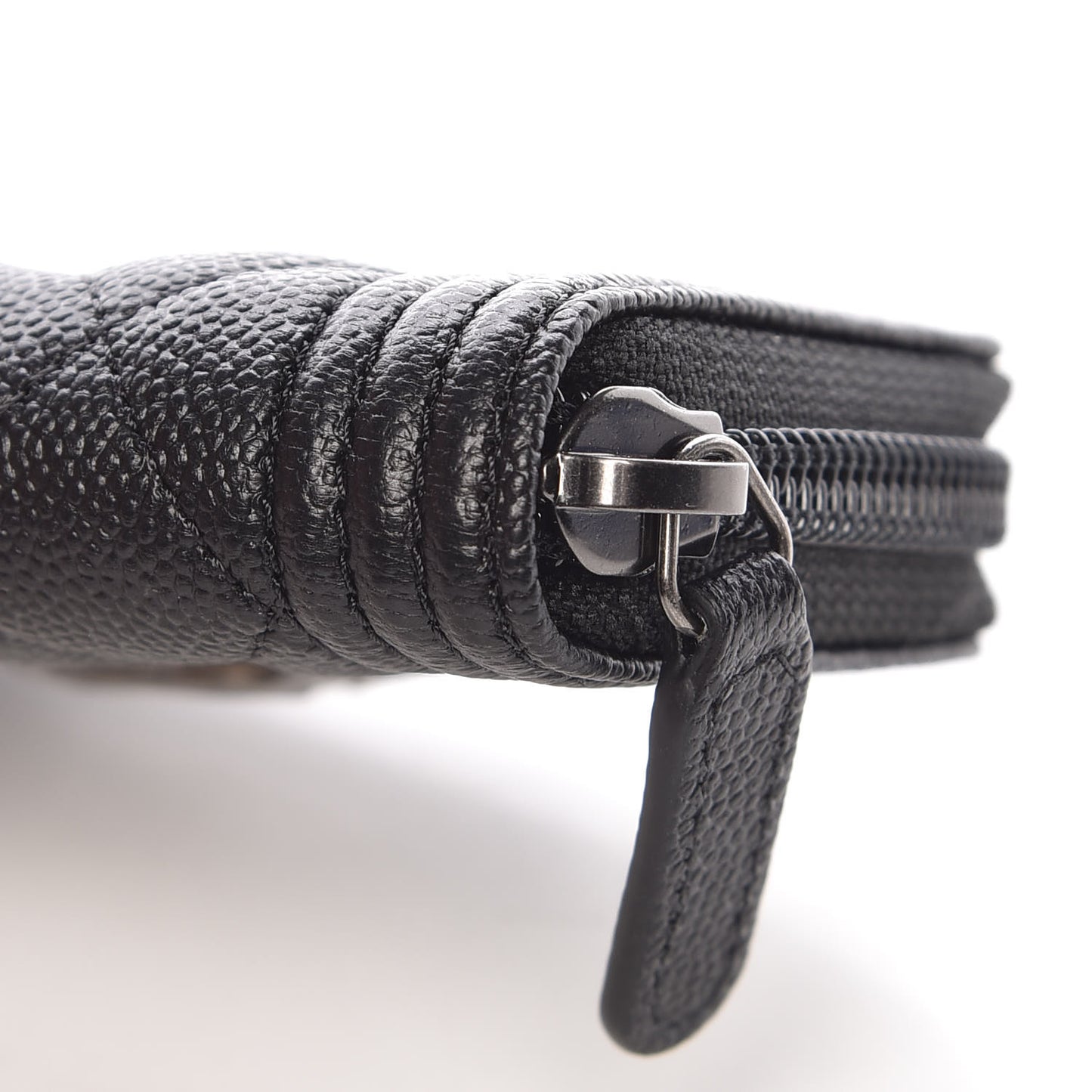 Caviar Quilted Boy Zip Around Coin Purse Black
