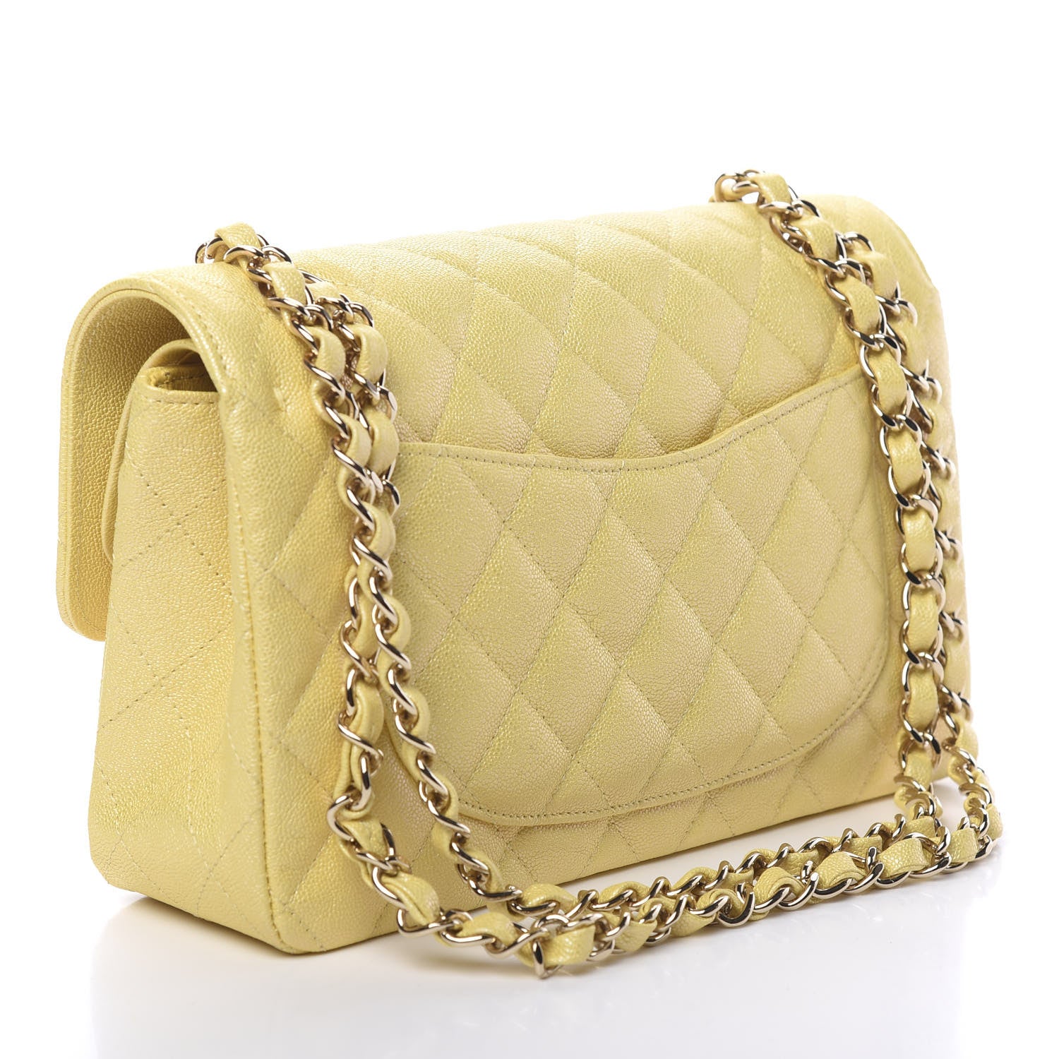 Chanel Iridescent Caviar Quilted Small Double Flap Yellow 2 of 10