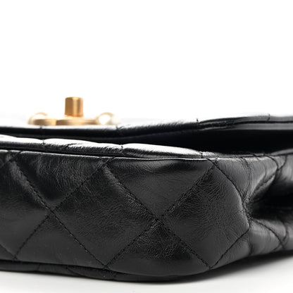 Chanel Glazed Calfskin Quilted Mini Pearl Side Flap Black 10 of 11