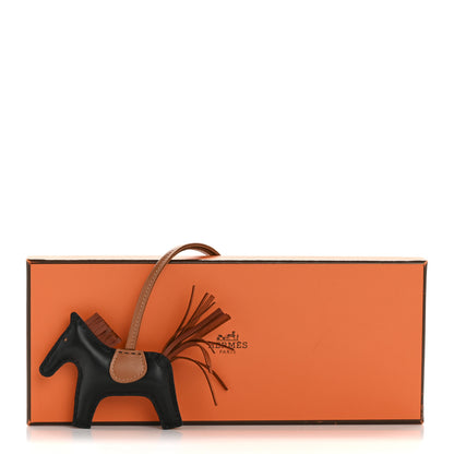 Hermes Milo Lambskin Grigri Rodeo Horse Bag Charm PM Black Sienne Gold 4 of 4