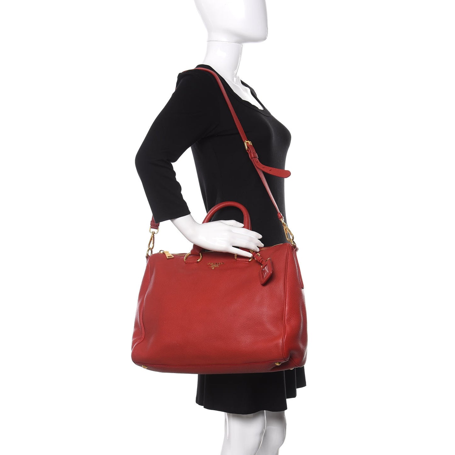 Vitello Daino Top Handle Shoulder Bag Rosso