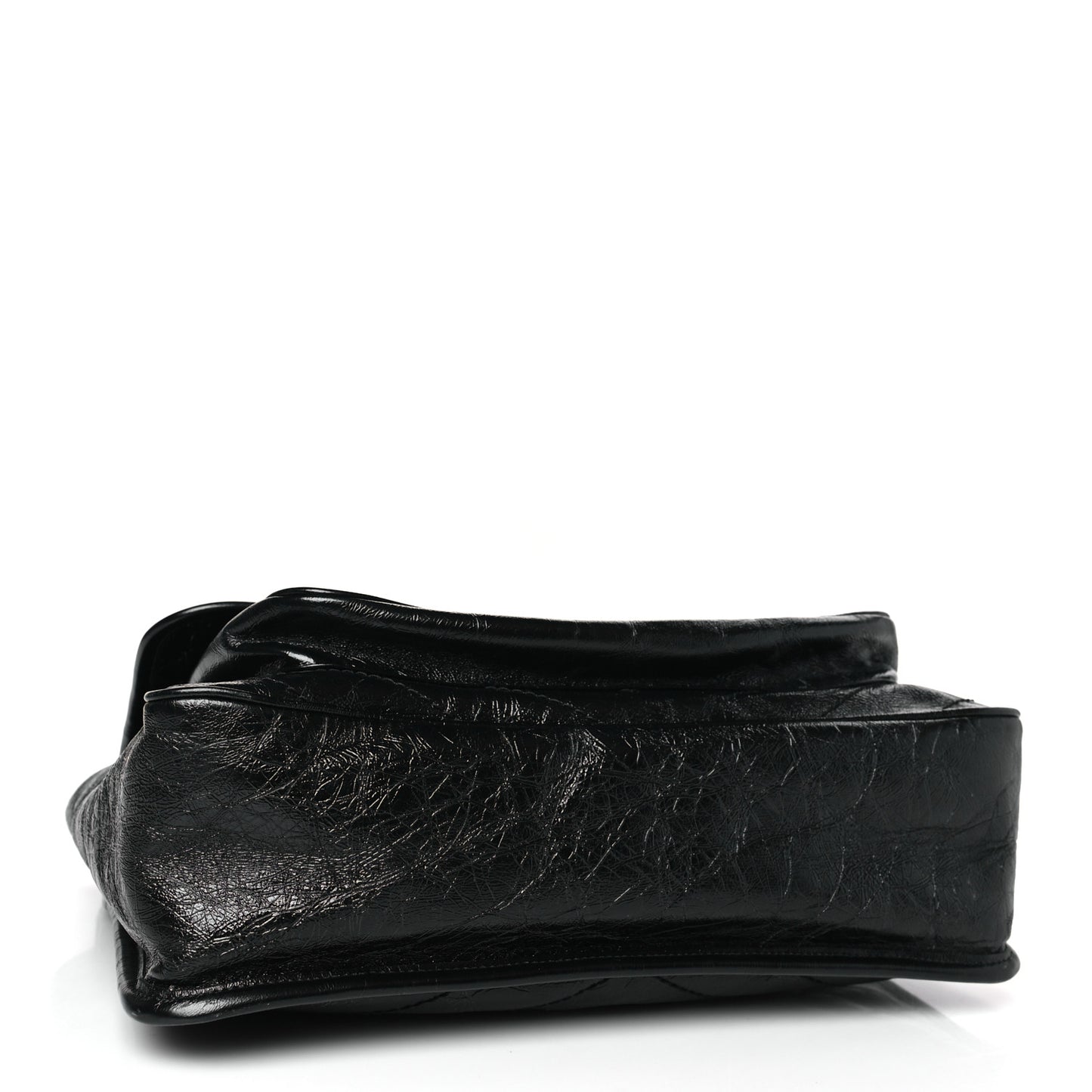 Crinkled Calfskin Matelasse Monogram Large Niki Chain Satchel Black
