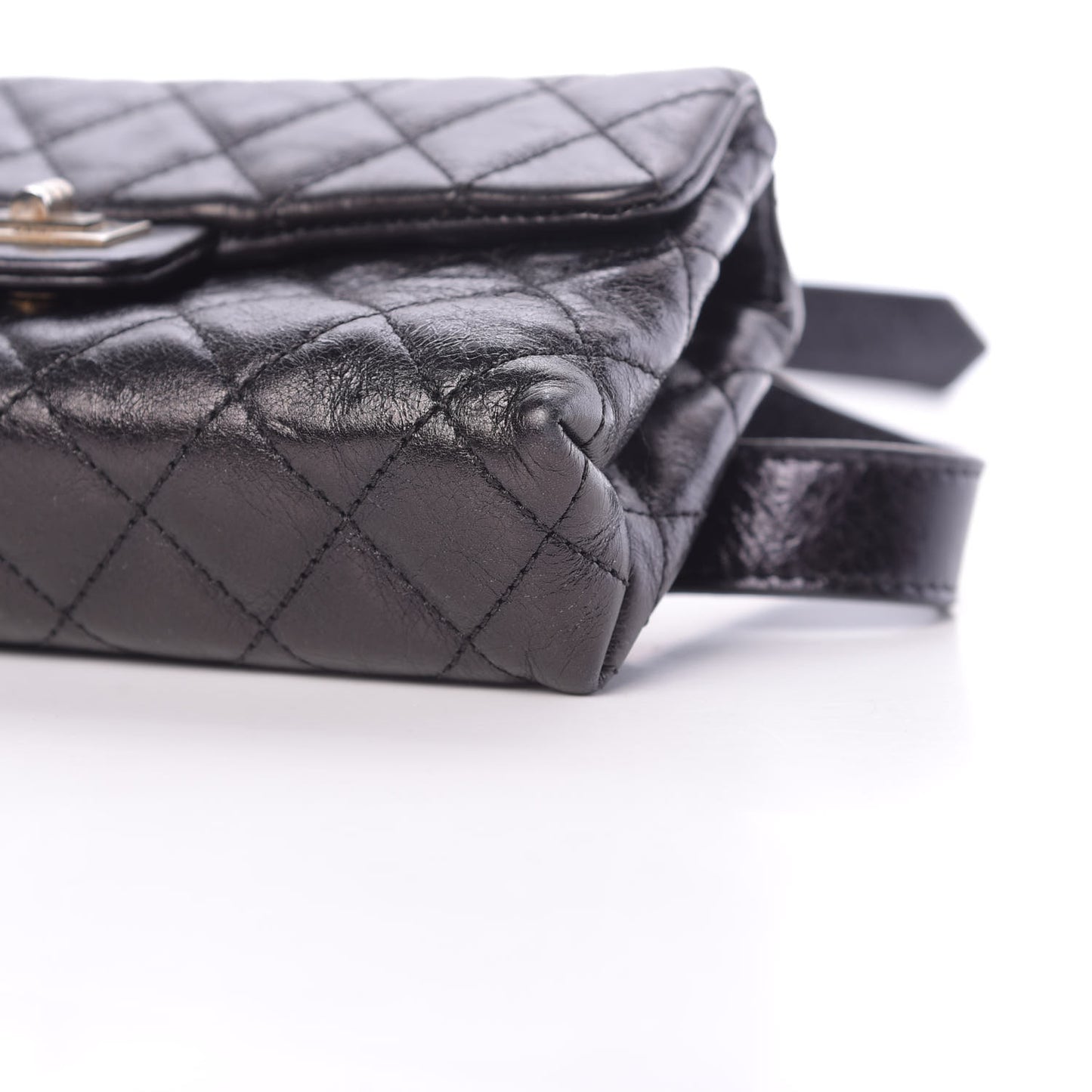 Aged Calfskin Quilted 2.55 Reissue Flap Belt Bag Clutch Black
