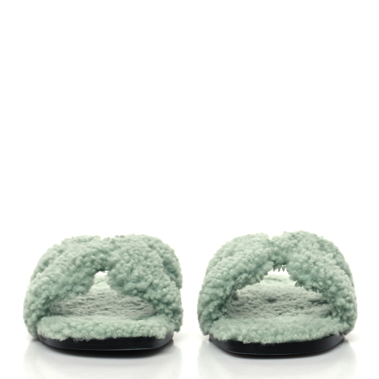 Hermes Woolskin Oran Sandals 36 Vert D’Eau 2 of 8