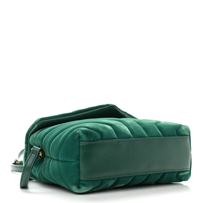 Saint Laurent Velvet Y Quilted Monogram Toy Loulou Chain Satchel Green 4 of 13