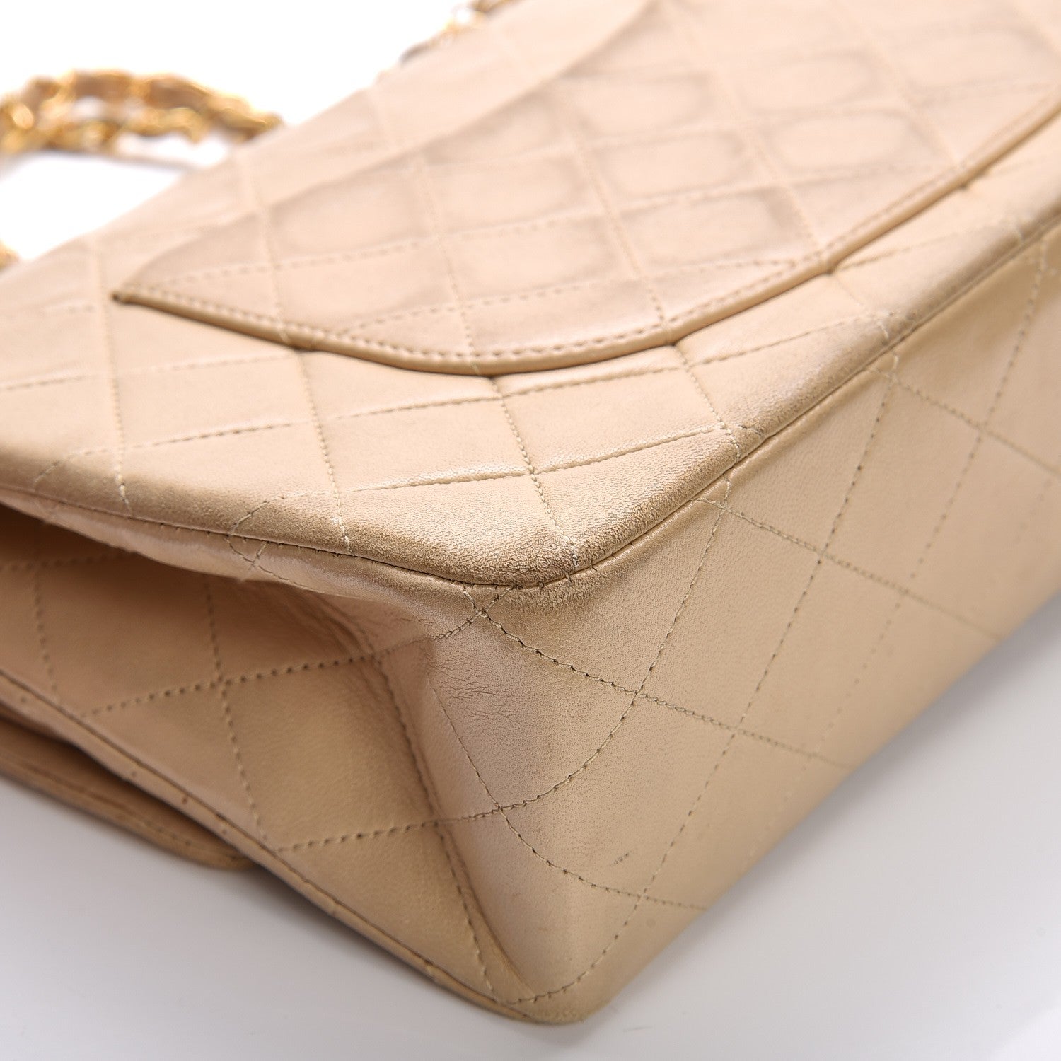 Chanel Lambskin Quilted Medium Double Flap Beige 15 of 19