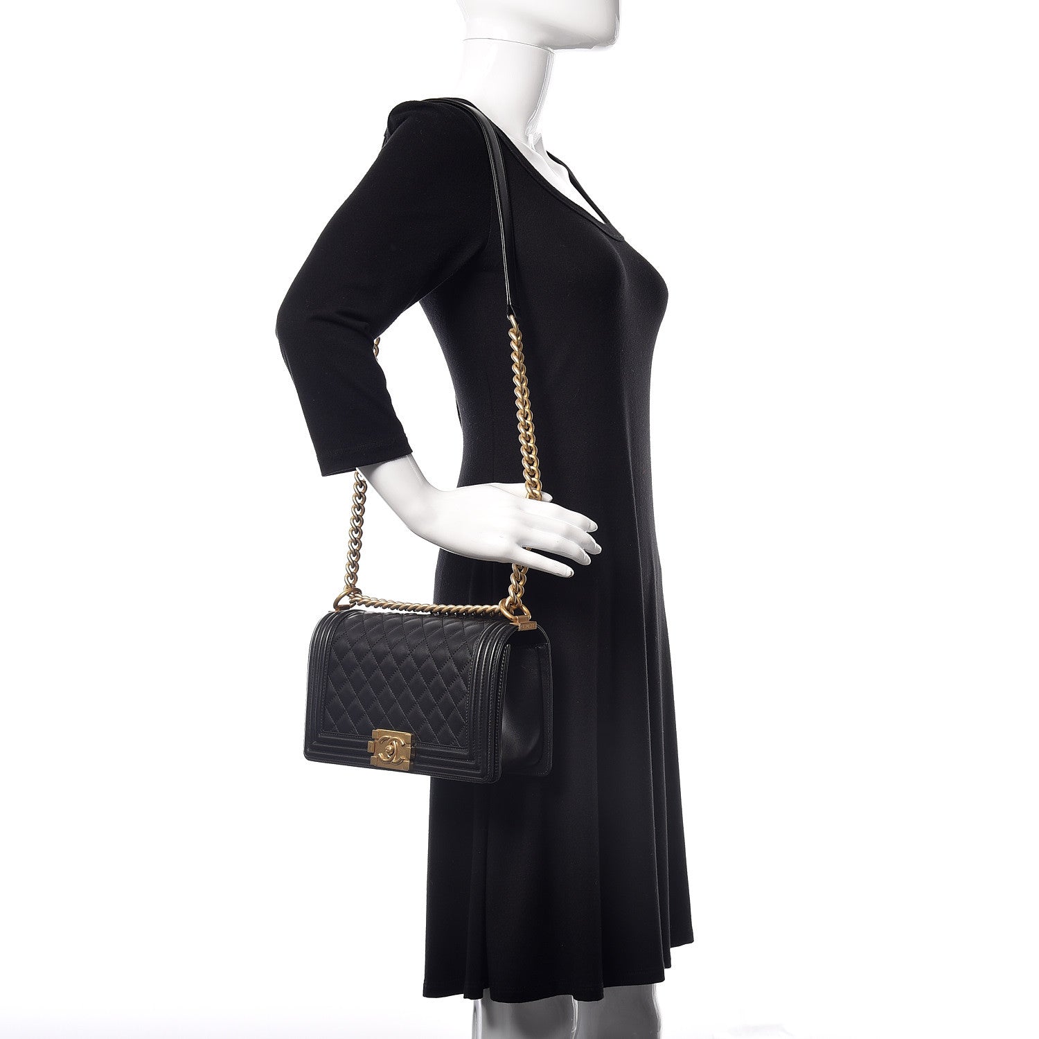 Chanel Lambskin Quilted Medium Boy Flap Black 2 of 13