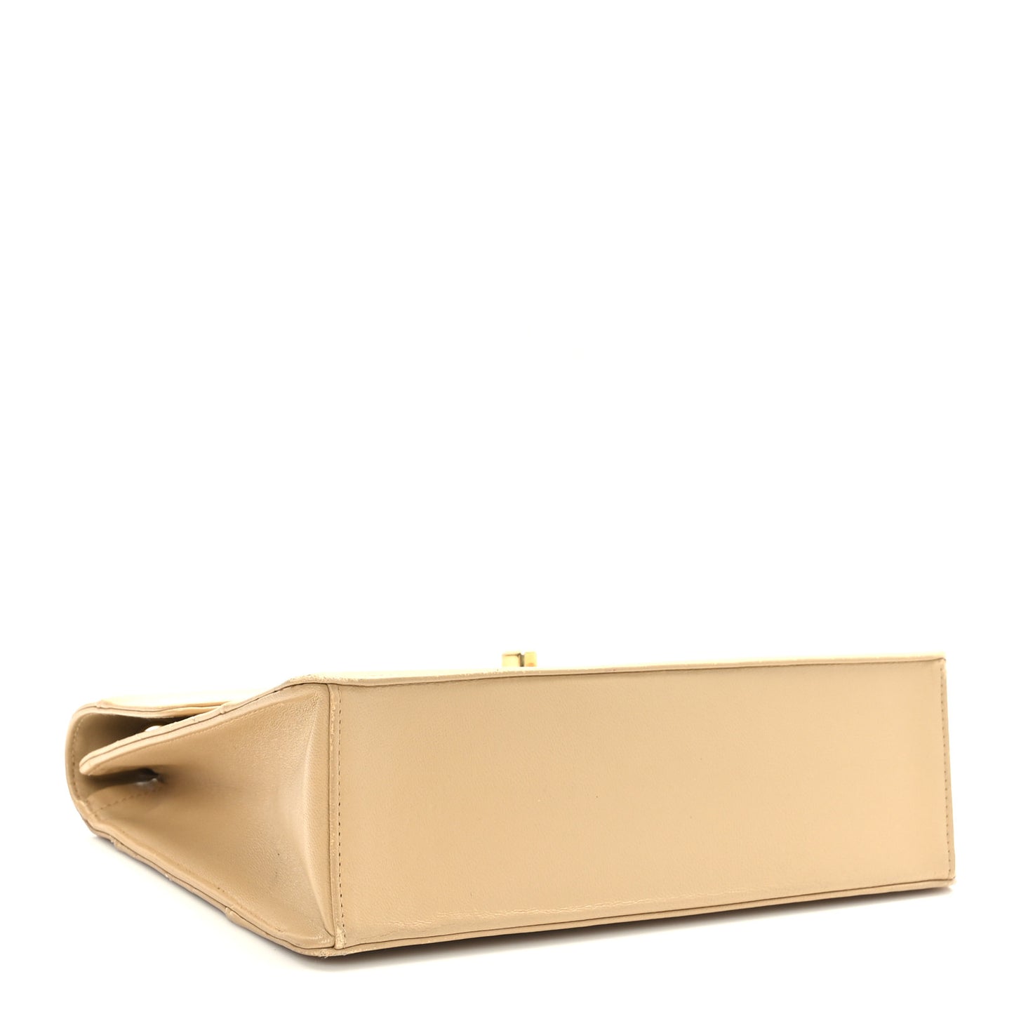 Lambskin Quilted Medium Single Flap Beige