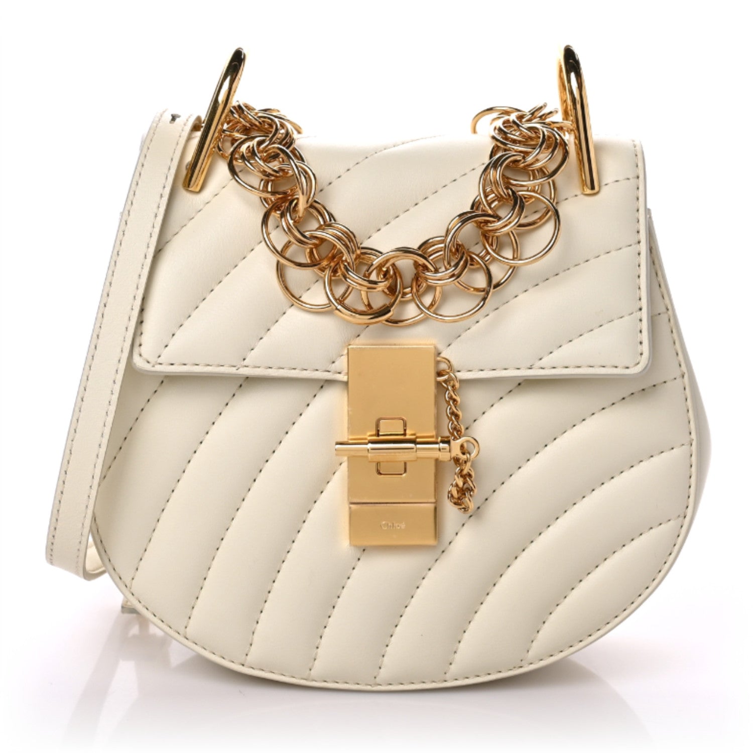 Chloe Calfskin Quilted Mini Drew Bijou Shoulder Bag Natural White 1 of 9