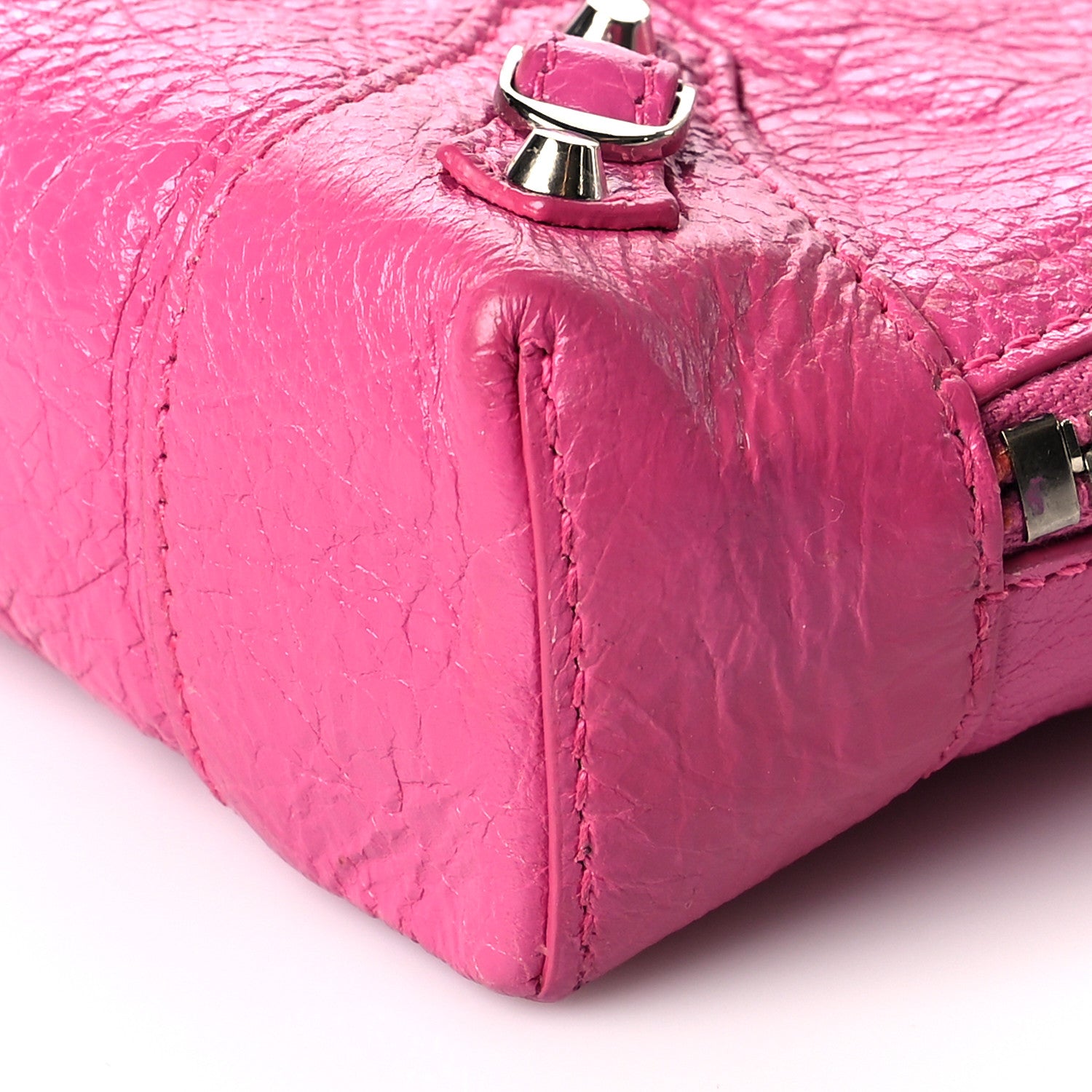 Balenciaga Agneau Arena Classic Silver Hardware Pouch With A Chain Crossbody Rose Flamingo 6 of 11
