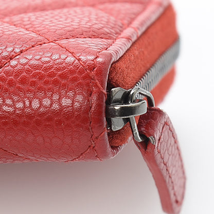 Chanel Caviar Quilted Small Zip Around Wallet Red 11 of 14