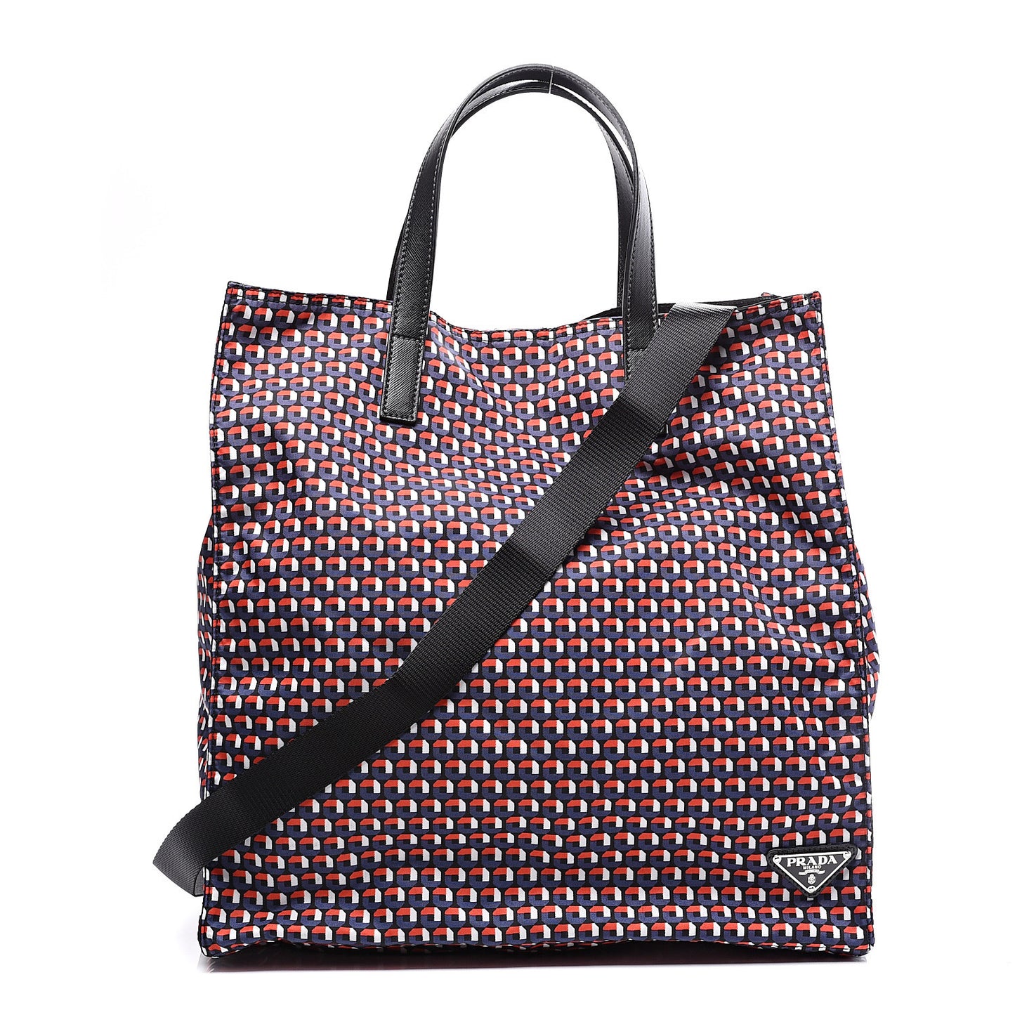 Saffiano Nylon Tessuto Stampato Tote Rosso