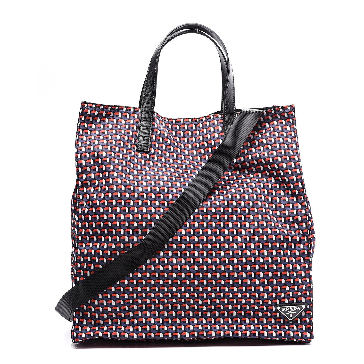 Prada Saffiano Nylon Tessuto Stampato Tote Rosso 1 of 9