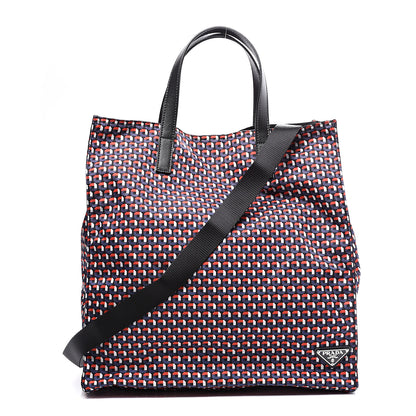 Prada Saffiano Nylon Tessuto Stampato Tote Rosso 1 of 9