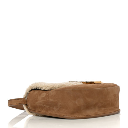 Saint Laurent Suede Shearling Small Kaia Satchel Natural Tan 3 of 11