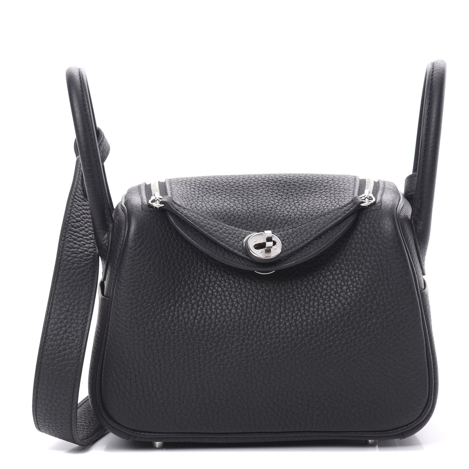 Hermes Taurillon Clemence Mini Lindy 20 Black 1 of 11