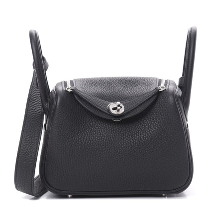 Hermes Taurillon Clemence Mini Lindy 20 Black 1 of 11
