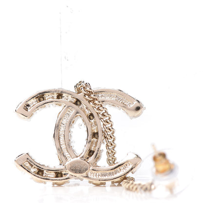 Chanel Crystal Pearl Dazzling Domino Drop Earrings Matte Gold 4 of 5