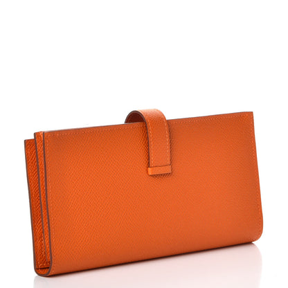 Hermes Epsom Bearn Gusset Wallet Orange 3 of 8
