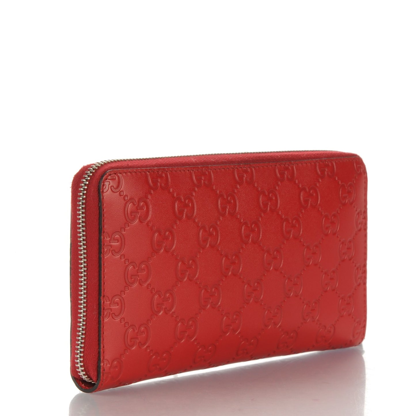 Guccissima Signature Zip Around Organizer Wallet Hibiscus Red