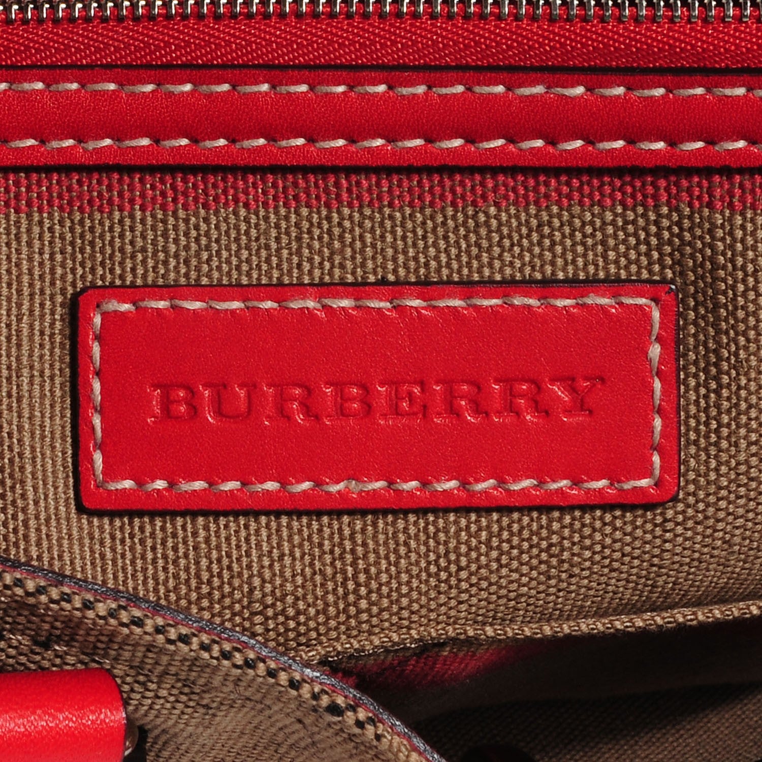 Burberry Canvas Mega Check Medium Tottenham Brit Tote Cadmium Red 5 of 11