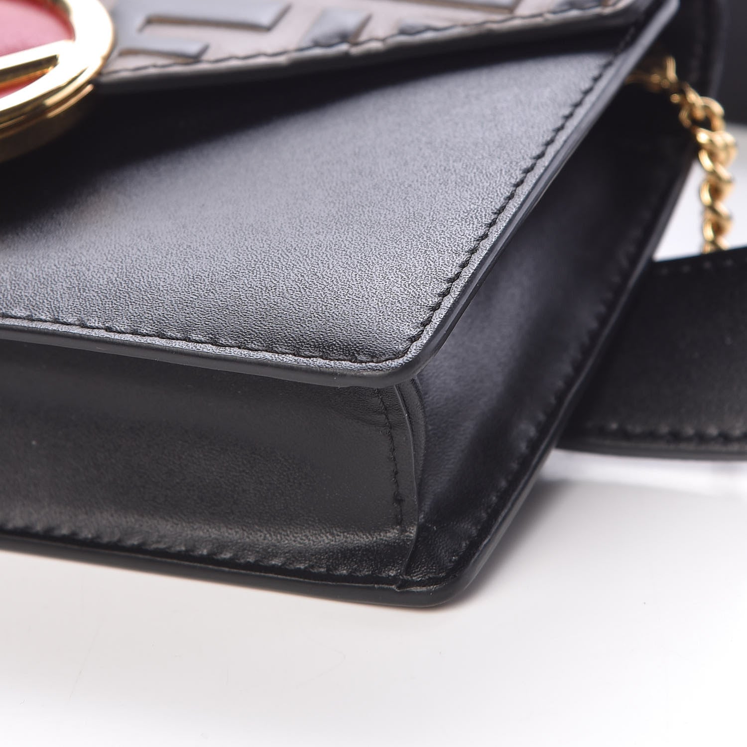 Fendi Vitello Liberty F is Fendi Bi-Color FF 1974 Embossed Envelope Belt Bag Maya Black 10 of 11